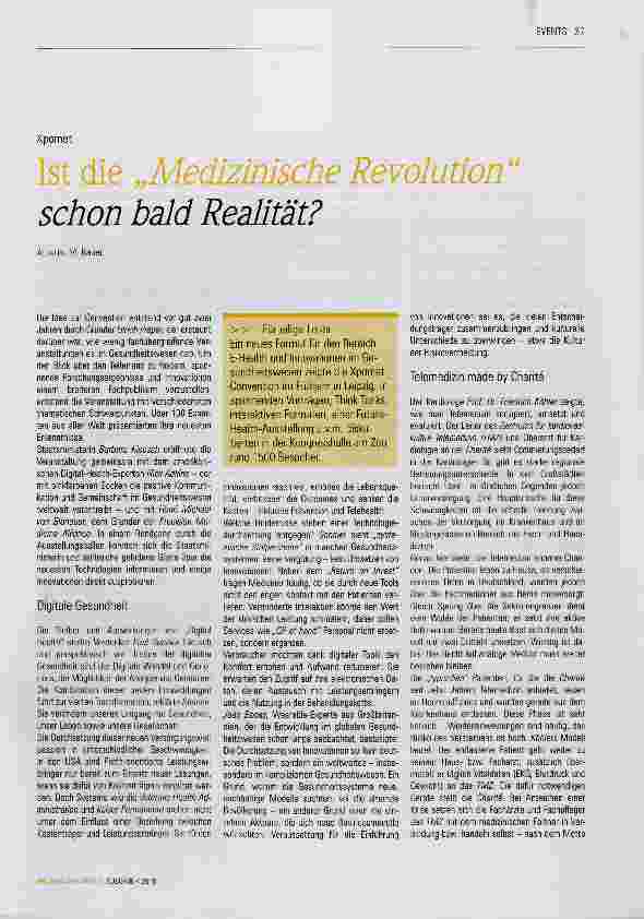 Vorschauseite 1: Ist die Medizinische Revolution schon bald Realität?