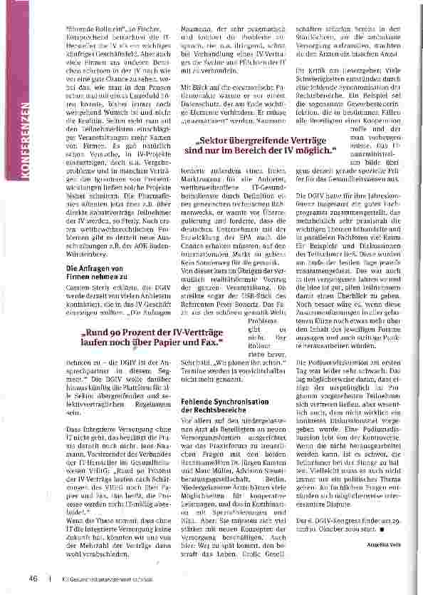 Vorschauseite 2: Nach wie vor der Königsweg Vom 5. Kongress der Deutschen GeseUschaft für Integrierte Versorgung