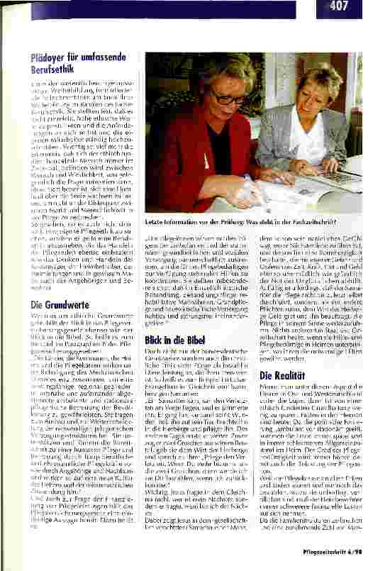 Vorschauseite 2: Ethisch handeln oder eine Hornhaut über die Seele wachsen lassen? Weiterbildung für leitende Pflegekräfte aus Ost und West