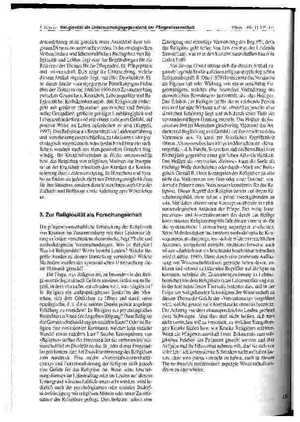 Vorschauseite 2: Religiösität als Untersuchungsgegenstand der Pflegewissenschaft