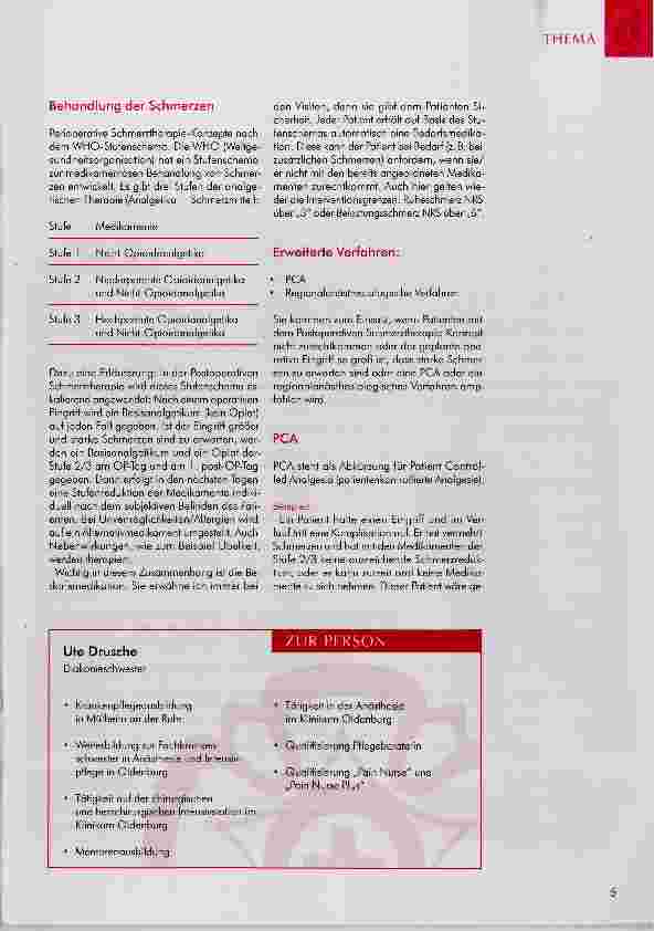Vorschauseite 3: SPEZIALISIERUNGEN IN DER PFLEGE II Schmerzmanagement: Pain Nurse Ein Einblick