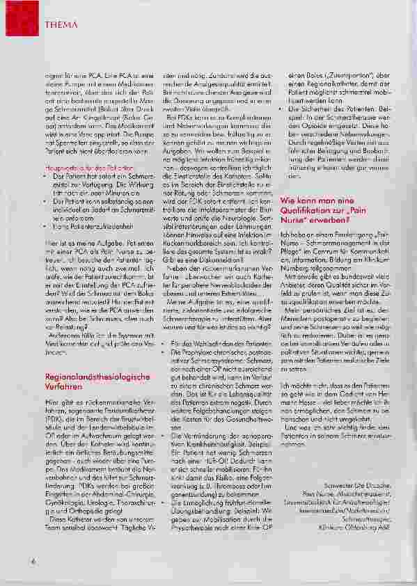 Vorschauseite 4: SPEZIALISIERUNGEN IN DER PFLEGE II Schmerzmanagement: Pain Nurse Ein Einblick