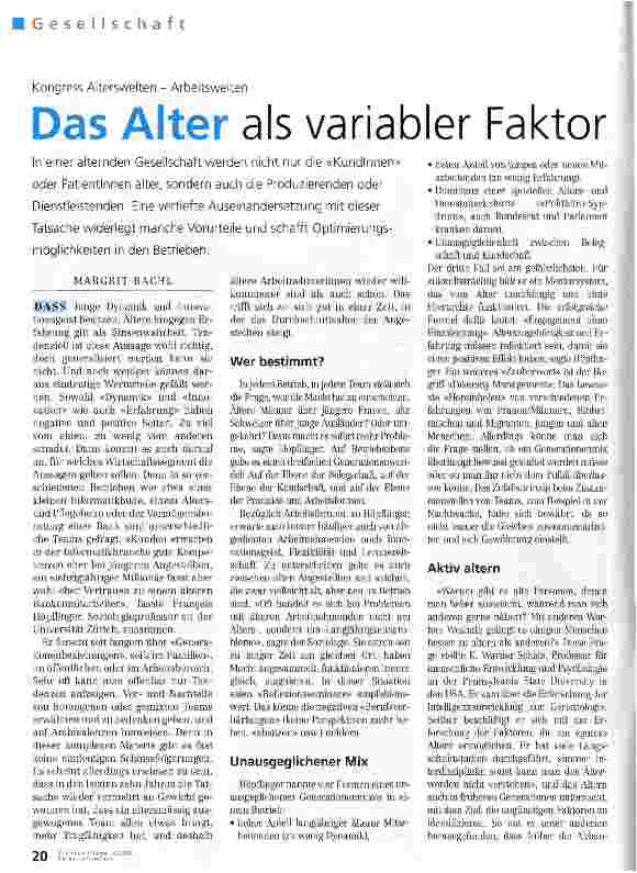 Vorschauseite 1: Das Alter als variabler Faktor