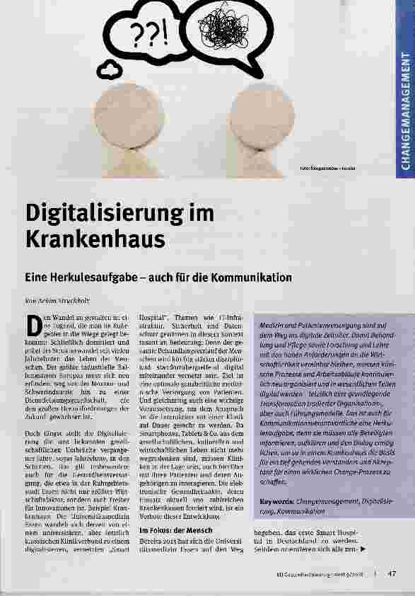 Vorschauseite 1: Digitalisierung im Krankenhaus