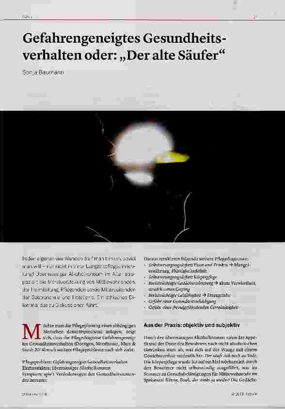Vorschauseite 1: Gefahrengeneigtes Gesundheitsverhalten oder: „Der alte Säufer“