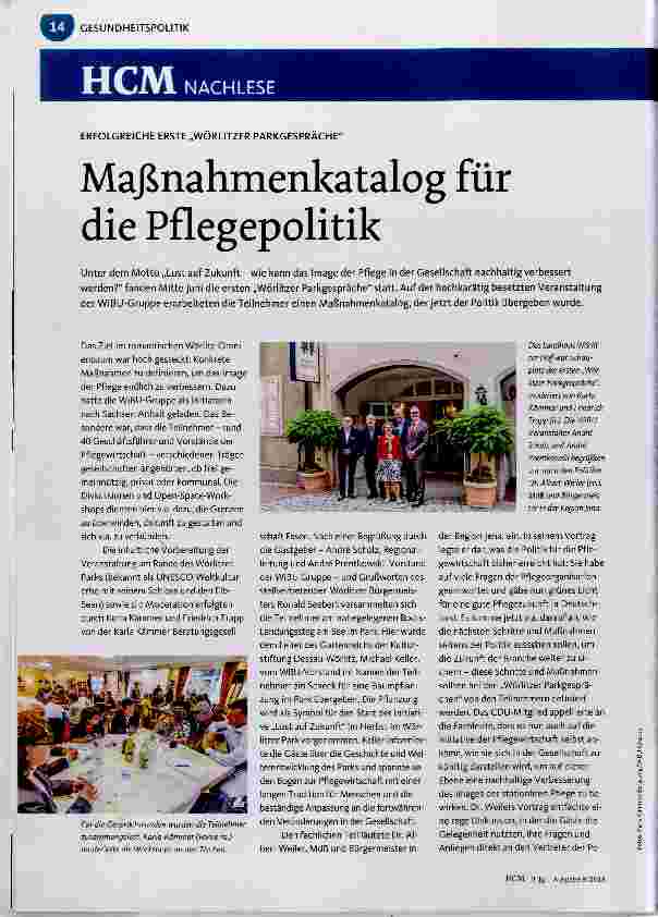 Vorschauseite 1: Maßnahmenkatalog für die Pflegepolitik