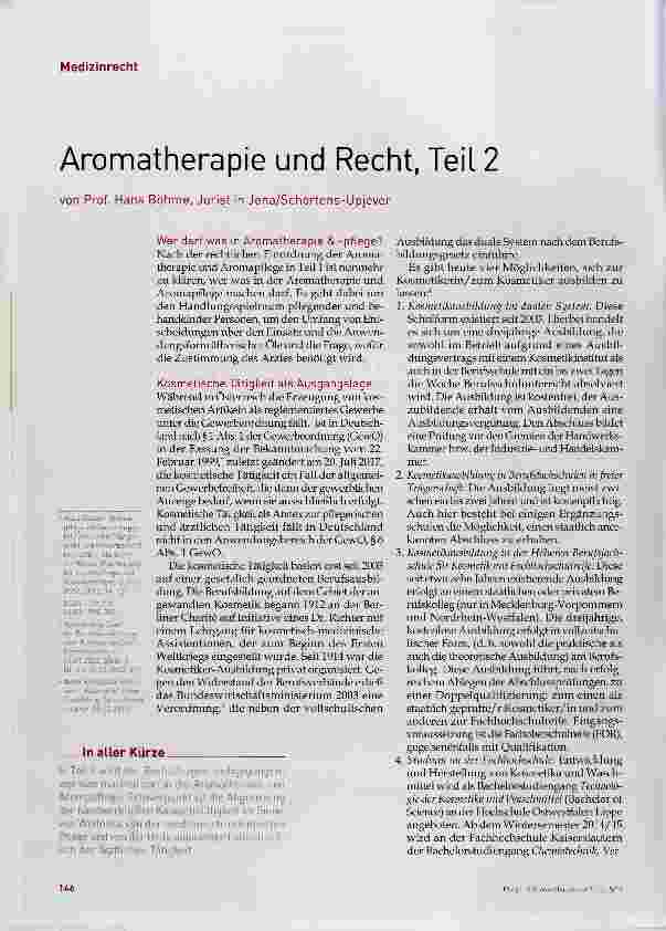 Vorschauseite 1: Aromatherapie und Recht, Teil 2
