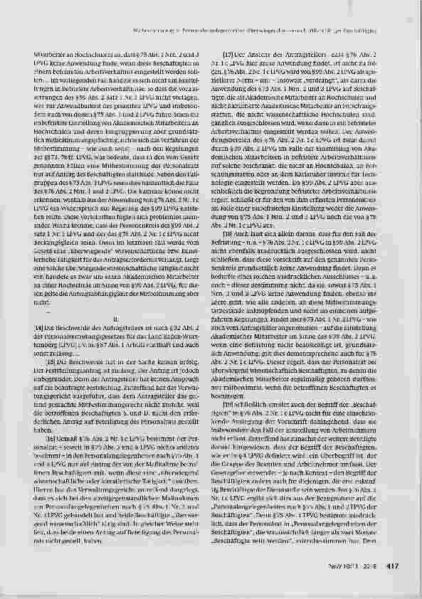 Vorschauseite 2: Mitbestimmung in Personalangelegenheiten überwiegend wissenschaftlich tätiger Beschäftigter
