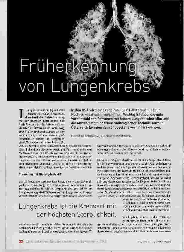 Vorschauseite 1: Früherkennung von Lungenkrebs
