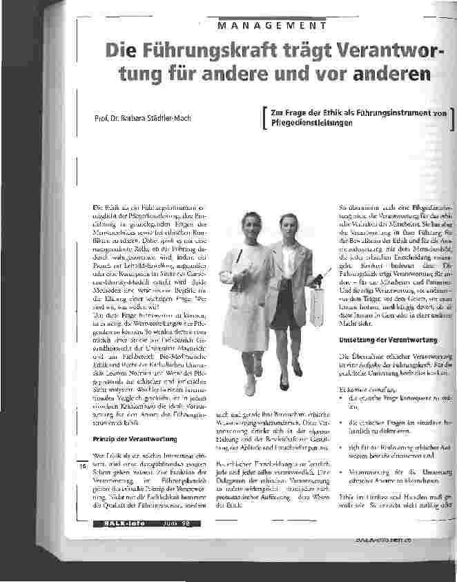 Vorschauseite 1: Die Führungskraft trägt Verantwortung für andere und vor anderen