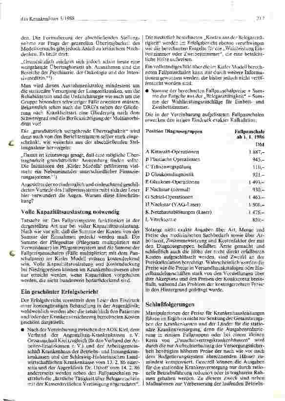 Vorschauseite 2: Wirkungen der Fallkostenpauschale am Beispiel der Augenklinik Dr. Uthoff in Kiel