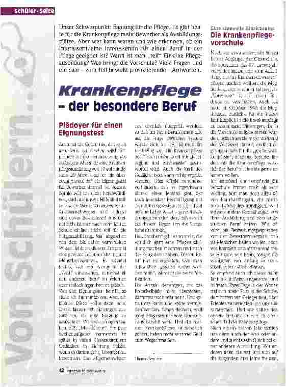 Vorschauseite 1: Krankenpflege der besondere Beruf Plädoyer für einen besonderen Beruf