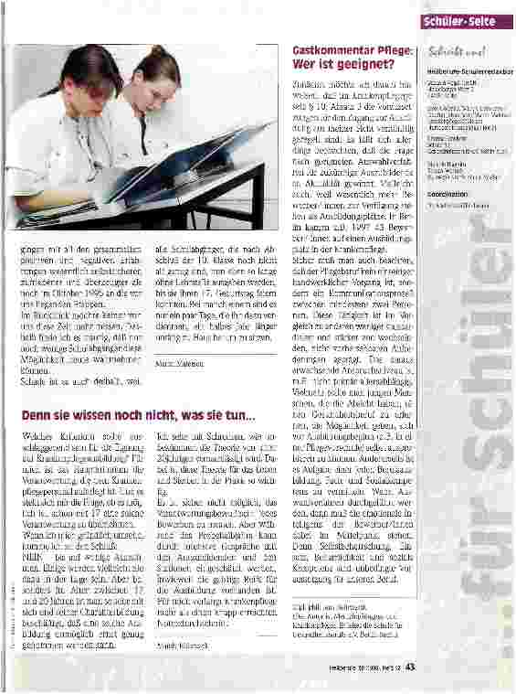 Vorschauseite 2: Krankenpflege der besondere Beruf Plädoyer für einen besonderen Beruf
