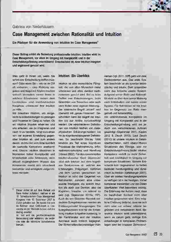Vorschauseite 1: Case Management zwischen Rationalität und Intuition