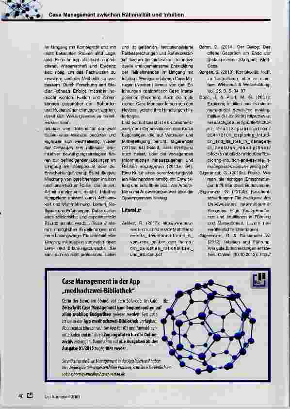 Vorschauseite 6: Case Management zwischen Rationalität und Intuition