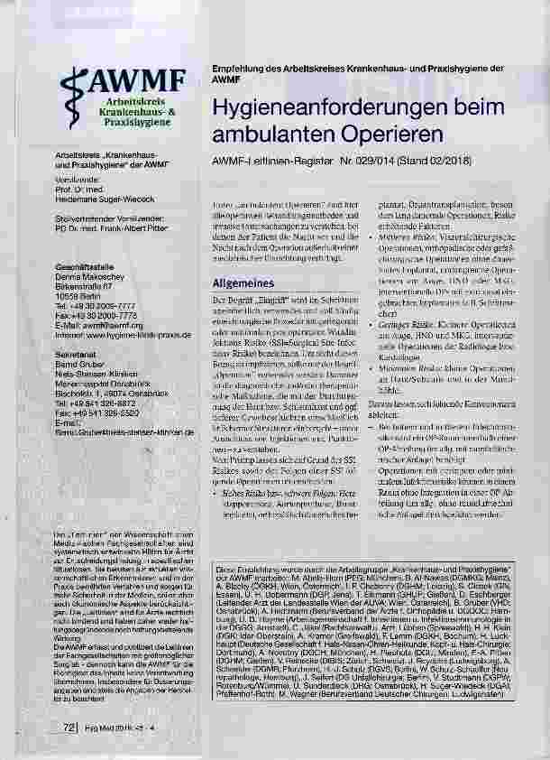 Vorschauseite 1: Hygieneanforderungen beim ambulanten Operieren