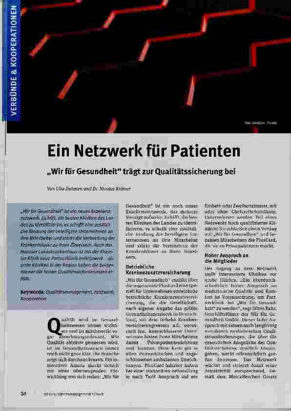 Vorschauseite 1: Ein Netzwerk für Patienten
