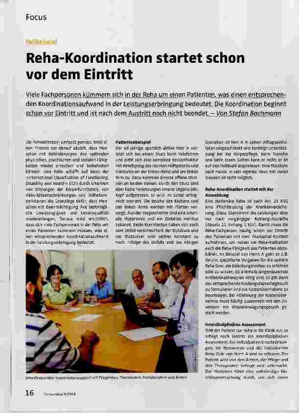 Vorschauseite 1: Reha-Koordination startet schon vor dem Eintritt