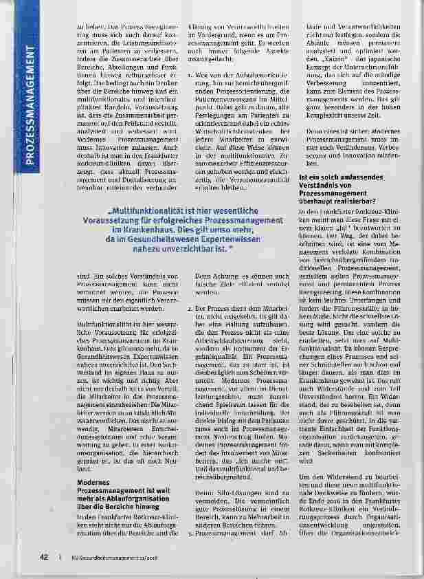 Vorschauseite 3: Zwischen Prozessorientierung und agiler Klinikorganisation