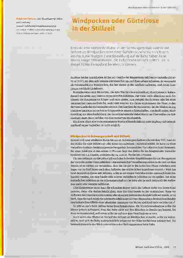 Vorschauseite 1: Windpocken oder Gürtelrose in der Stillzeit