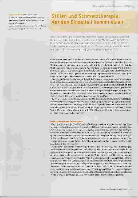 Vorschauseite 1: Stillen und Schmerztherapie: Auf den Einzelfall kommt es an