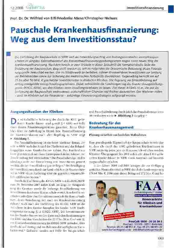 Vorschauseite 1: Pauschale Krankenhausfinanzierung Weg aus dem Investitionsstau?