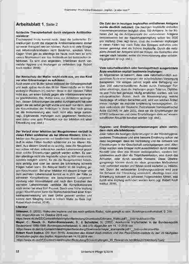 Vorschauseite 4: Pro-Kontra-Diskussion zum Thema: Impfen ja oder nein?