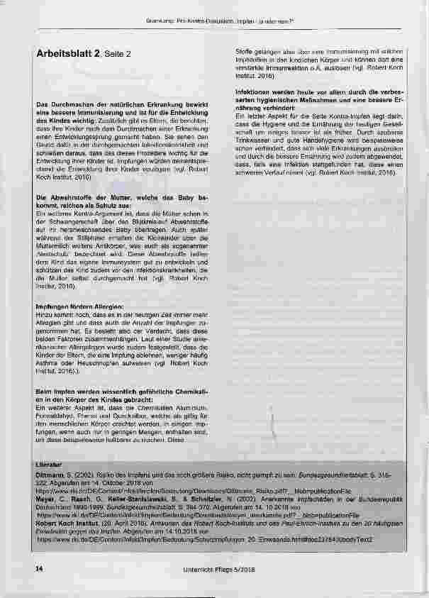 Vorschauseite 6: Pro-Kontra-Diskussion zum Thema: Impfen ja oder nein?