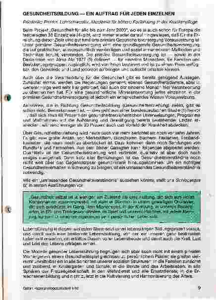 Vorschauseite 1: Gesundheitsbildung - ein Auftrag für jeden Einzelnen