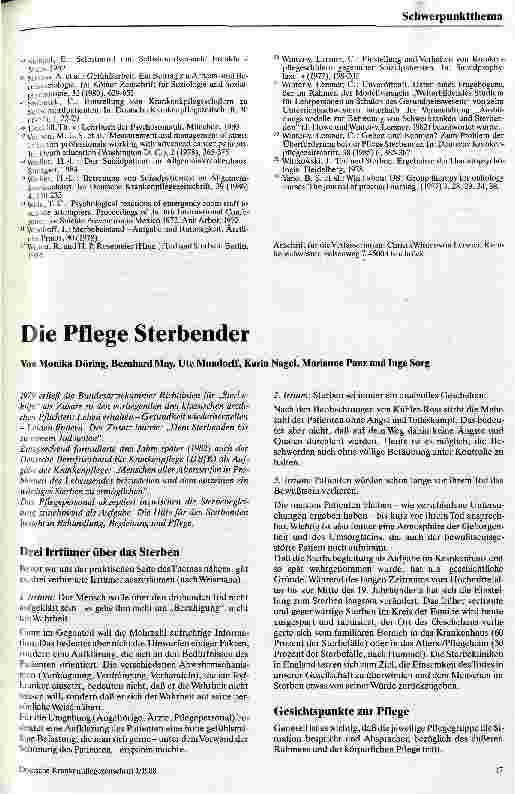 Vorschauseite 1: Die Pflege Sterbender