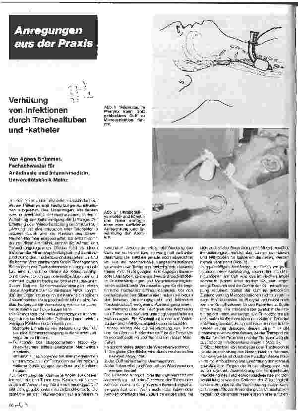 Vorschauseite 1: Verhütung von Infektionen durch Trachealtuben undkather Versuch einer Definition von Renate Reimann