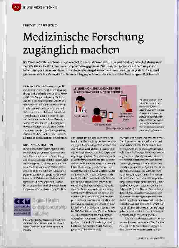 Vorschauseite 1: Medizinische Forschung zugänglich machen