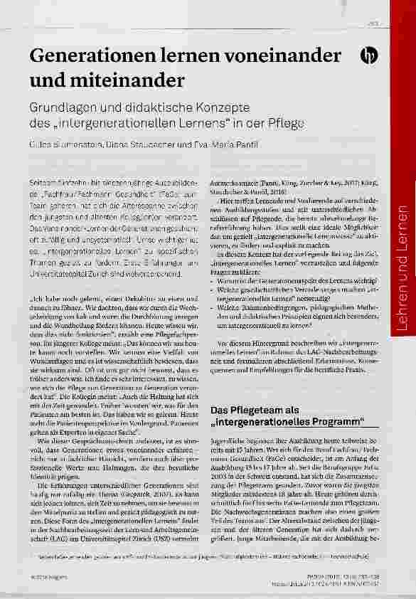 Vorschauseite 1: Generationen lernen voneinander und miteinander