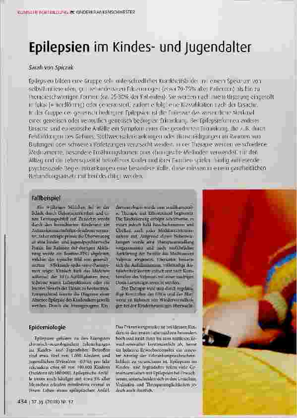 Vorschauseite 1: Epilepsien im Kindesund Jugendalter