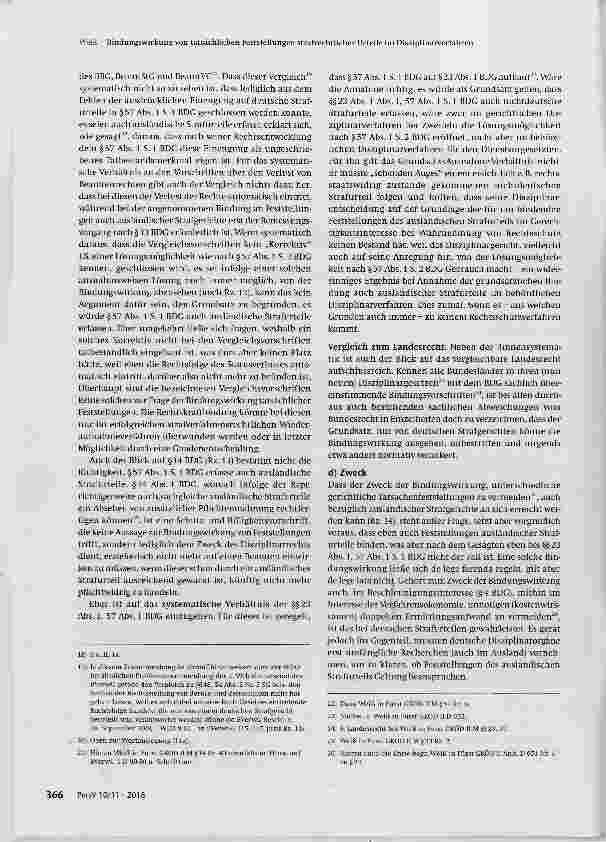 Vorschauseite 3: Bindungswirkung von tatsächlichen Feststellungen strafrechtlicher Urteile im Disziplinarverfahren