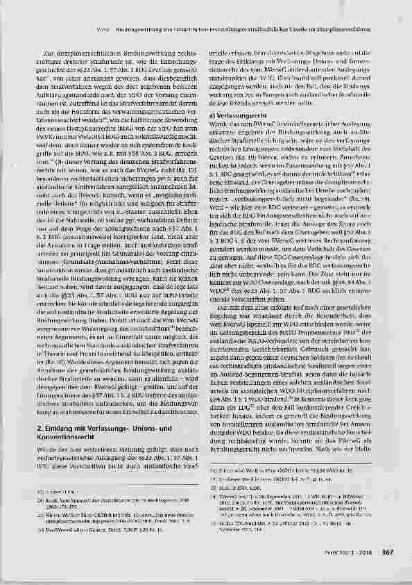 Vorschauseite 4: Bindungswirkung von tatsächlichen Feststellungen strafrechtlicher Urteile im Disziplinarverfahren