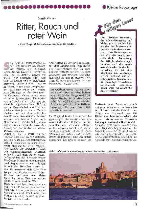 Vorschauseite 1: Ritter, Rauch und roter Wein Das Hostpital des Johanniterordens auf Malta
