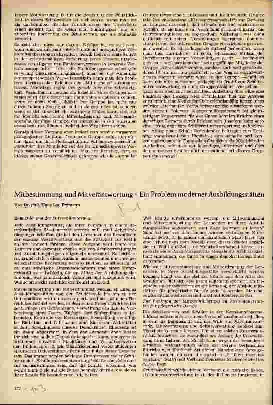 Vorschauseite 1: Mitbestimmung und Mitverantwortung - Ein Problem moderner Ausbildungsstätten