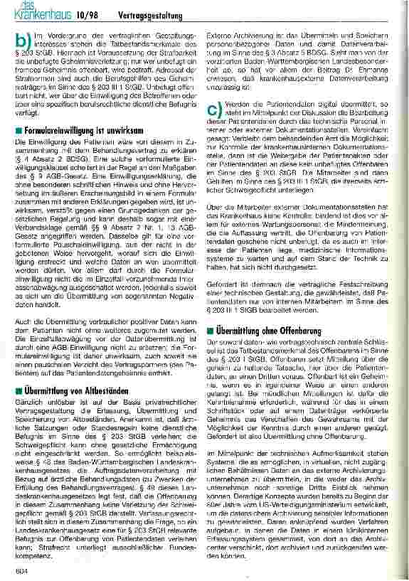 Vorschauseite 3: Krankenhaus und externes Archivierungsunternehmen Aspekte der Vertragsgestaltung