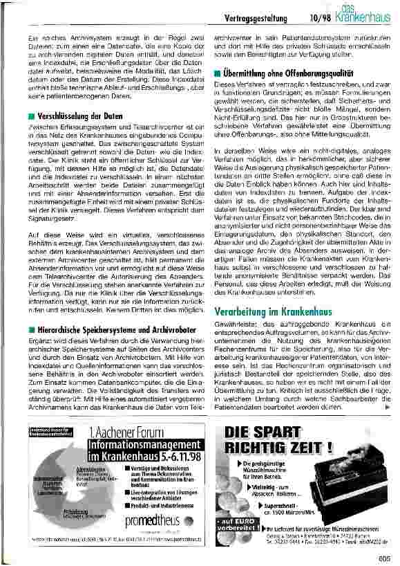 Vorschauseite 4: Krankenhaus und externes Archivierungsunternehmen Aspekte der Vertragsgestaltung