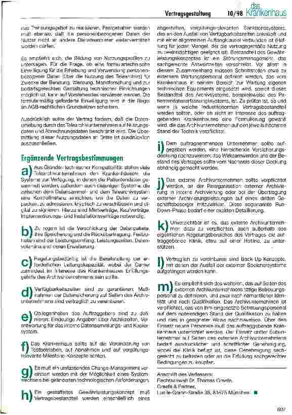 Vorschauseite 6: Krankenhaus und externes Archivierungsunternehmen Aspekte der Vertragsgestaltung
