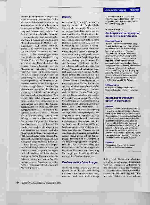 Vorschauseite 3: Antikörper als Therapieoption bei geriatrischen Patienten