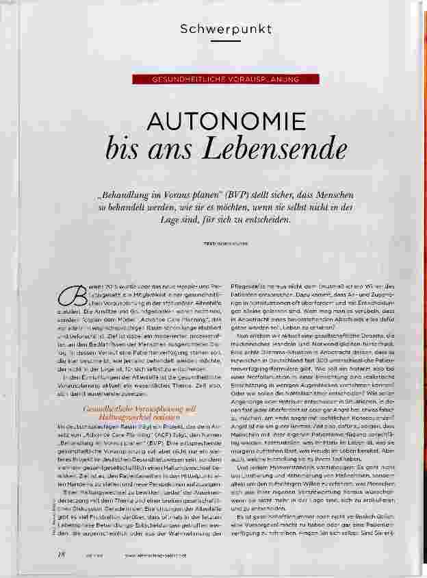 Vorschauseite 1: AUTONOMIE bis ans Lebensende