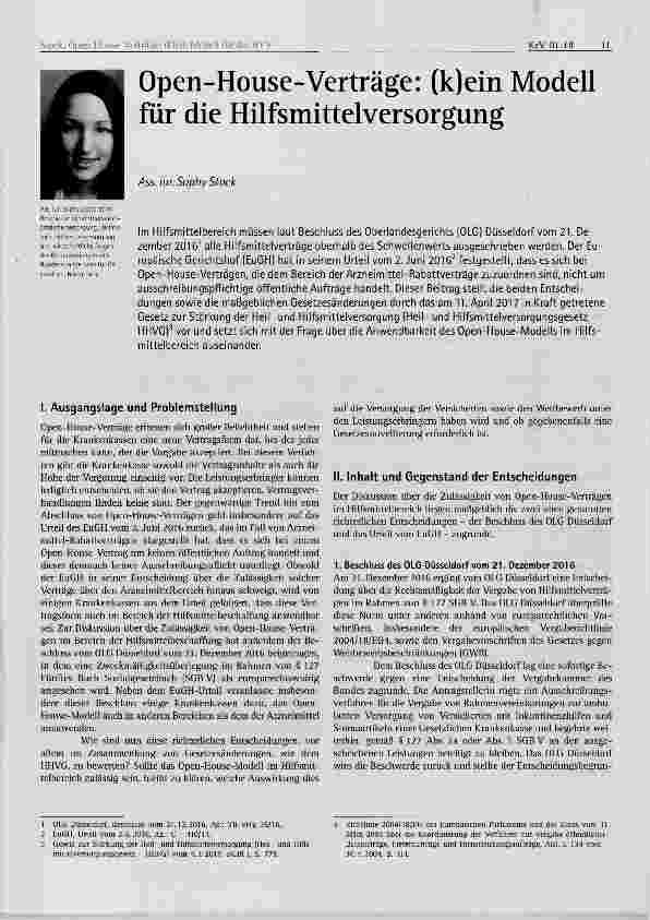 Vorschauseite 1: Open-House-Verträge: (k)ein Modell für die Hilfsmittelversorgung