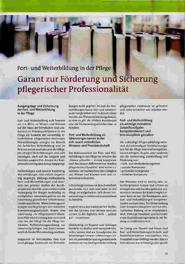 Vorschauseite 1: Garant zur Förderung und Sicherung pflegerischer Professionalität