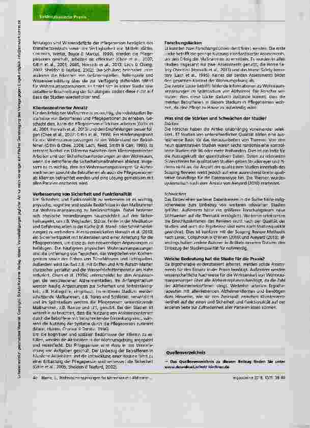 Vorschauseite 2: Nutzerfreundliche Studienzusammenfassung Wohnraumanpassungen für Menschen mit Alzheimer:Ein Scoping Review