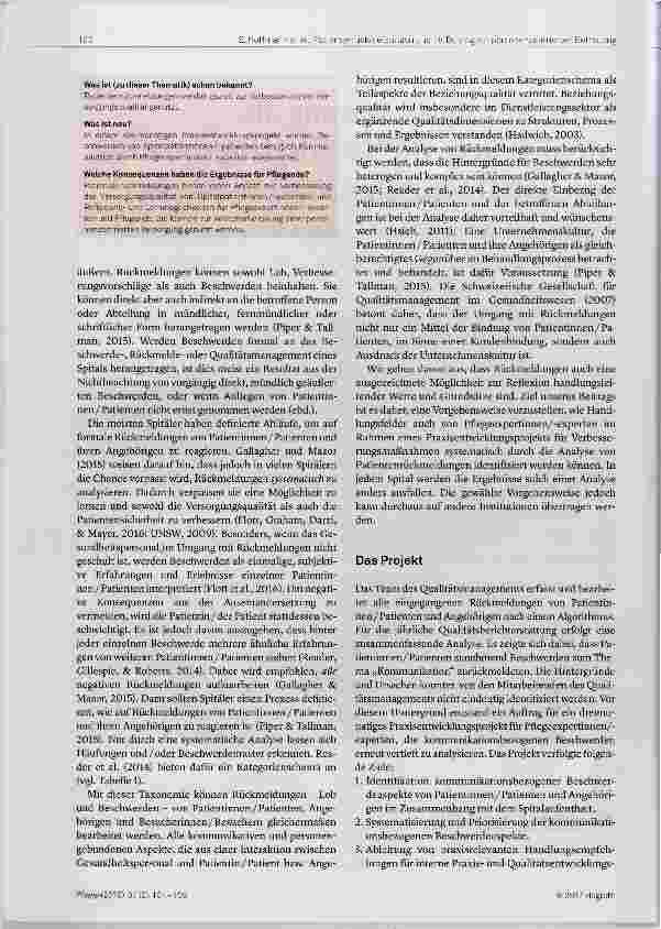 Vorschauseite 2: Patientenrückmeldung als Möglichkeit, die Versorgungsqualität von Spitalpatienten zu verbessern