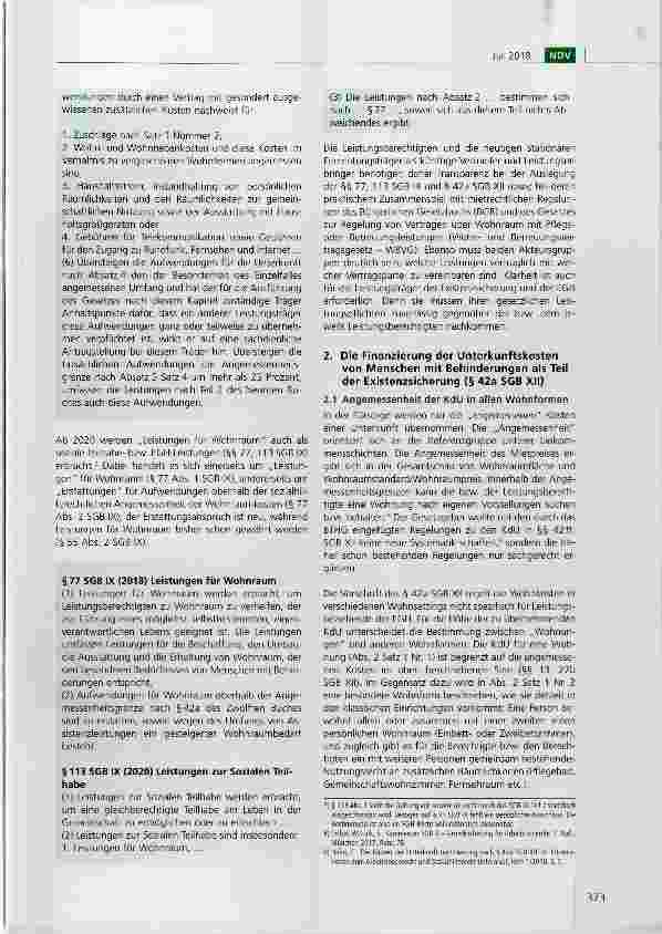 Vorschauseite 3: Die Finanzierung der Unterkunftskosten in „besonderen Wohnformen nach dem BTHG: Existenzsicherungsoder Teilhabeleistung? Teil 1