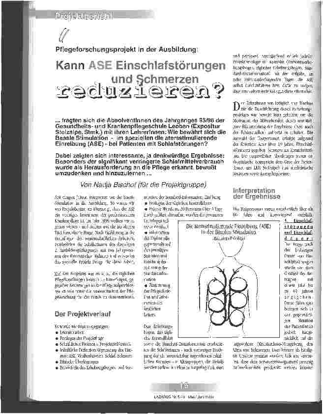 Vorschauseite 1: Kann ASE Einschlafstörungen und Schmerzen reduzieren? Pflegeforschungsprojekt in der Ausbildung