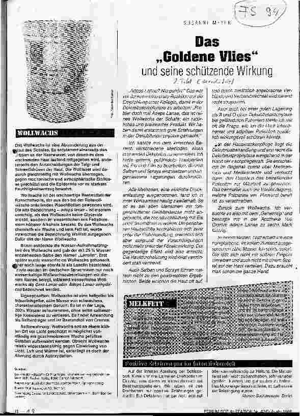 Vorschauseite 1: Das Goldene Vlies und seine schützende Wirkung (Dekubitus)
